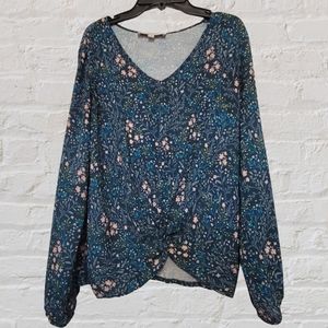 LOFT Twist Front Floral Top